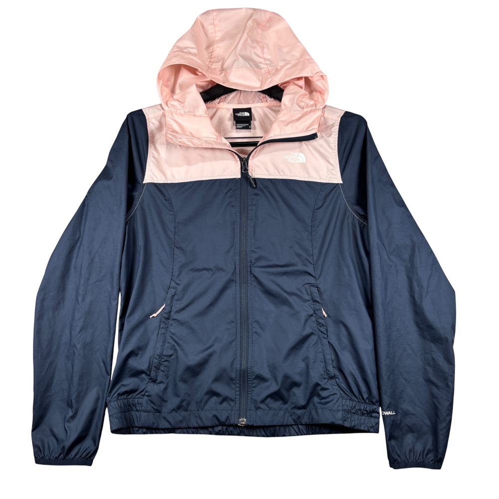 The North Face Windbreaker Women Medium Navy Pink Colorblock Windwall Jacket